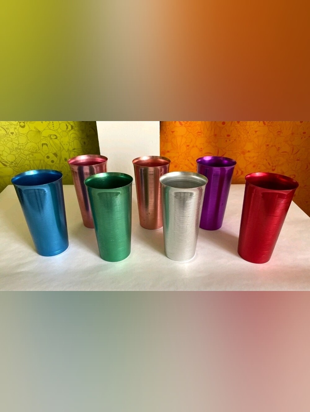 Vintage West Bend Multicolored 5.5" Aluminum Tumblers - Set of 7
